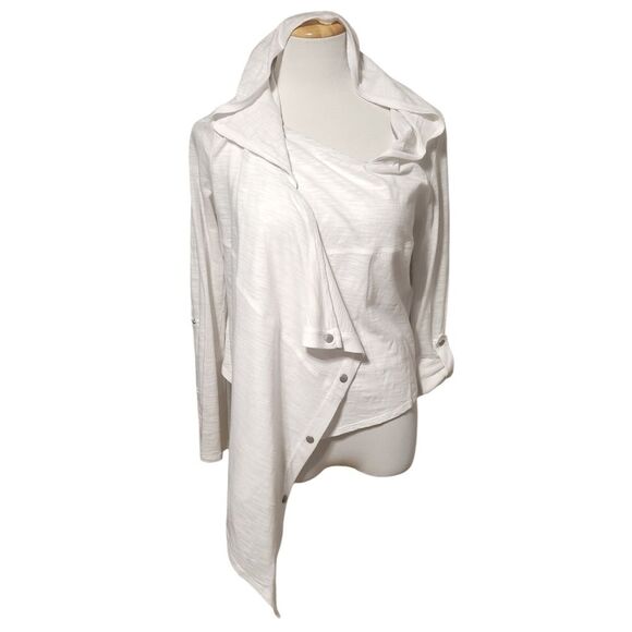 Armani Exchange White Hooded Snap Wrap Sweater Womens XS - Picture 4 of 12